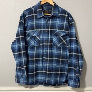 Jachs Navy and Light Blue Plaid Heavy Weight Flannels Shirt Size XXL